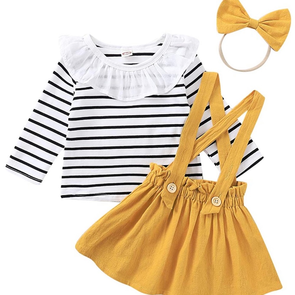 Adorable 6-12 overall skirt jumpsuit with shirt - Picture 2 of 3